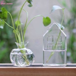 Vases Home Planters Clear Glass Flower Vase Plant Stand Vase Flower Pot Hydroponic Container For Garden And Home Decor P230411