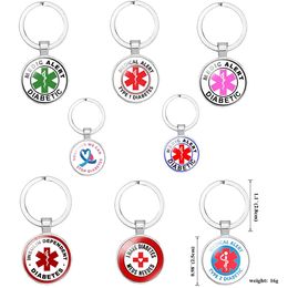 10 Pcs/Lot Custom Key Rings Glass Medical Alert Diabetic Hospital Symbol Keychain For Nurse Doctor Work Accessories