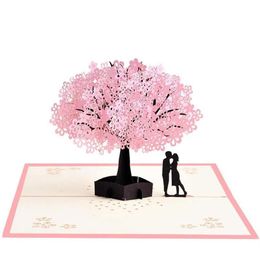 Handmade Up Romantic Birthday Anniversary Dating Card For Husband Wife Boyfriend Girlfriend - Cherry Blossom Tree With Greeti228U