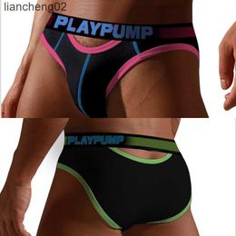 Underpants 8Style PLAYPUMP New Hollow Men Underwear Brief Cotton Sexy Men's Panties Briefs Gay Breathable Soft Mens Under Wear Jockstrap W0412