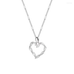 Pendant Necklaces Zircon Love Heart Necklace For Women White Gold Colour Plated Sweater Chain Fashion Jewellery Female