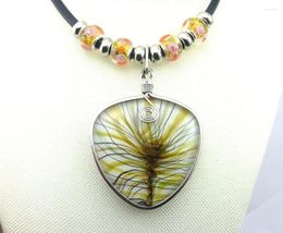 Pendant Necklaces Handmade Murano Lampwork Glass Colorful Gold Sand Dots Edge Silver Yellow Beads Necklace Jewelry Gifts Sweater Chain