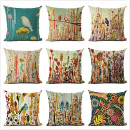 Pillow Animal Bird Pattern Cover Cotton Linen Decorative Pillowcase For Sofa Plant Case Kussensloop Almohada