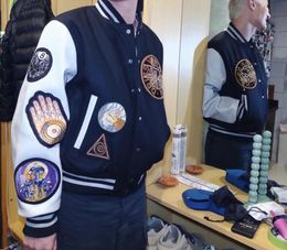 AN229 golden embroidery baseball jackets leather sleeve men designer jacket spring mens coats