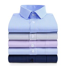 Men's Casual Shirts Men's Summer Dress Men's Long Sleeve Social Shirt Iron Free Blue Striped Shirt Overall Elegant Men's Shirt Men's Shirt 230412