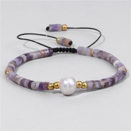 Strand Natural Stone Adjustable Bracelet Single Big Pearl Pendant Malachite Tiger Eye Bracelets Men Women Yoga Healing Jewelry