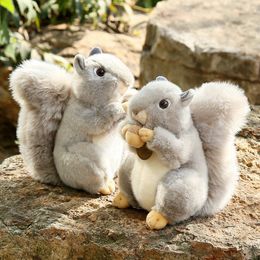 20cm Cute Lifelike Grey Squirrel Plush Toy Plushie Stuffed Simulation Fluffy Hair Animal For Kids Birthday Gift