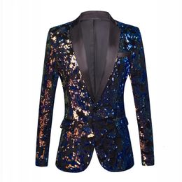 Men's Suits Blazers Men Shawl Lapel Blazer Designs Plus Sequins Suit Jacket DJ Club Stage Singer Clothes Nightclub Blazer Wedding Party Suit Jacket 231110