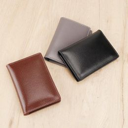 Card Holders Slim Genuine Leather Men's Holder Wallet Male Thin Mini ID S Small Cardholder Simple Purse For Men