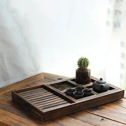 Tea Trays Japanese Burnt Tung Wood Tray Seven-Piece Home Rectangular Small Fruit Solid Snack Nut