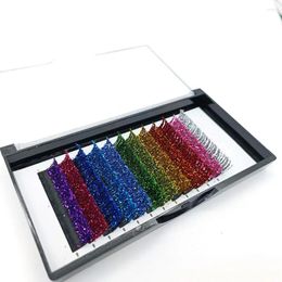 False Eyelashes 0.15mm Mix Colours Silver Glitter Eyelash Extensions Shiny Classic Lashes Trays 3D Make Up For Party Use
