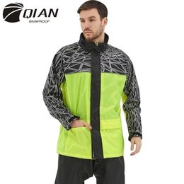 QIAN Raincoat Suit Impermeable Women Men Hooded Motorcycle Poncho Rain Coat Motorcycle Rainwear S-4XL Hiking Fishing Rain Gear 201228F