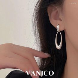 Hoop Earrings Geometry Oval Drop Dangle Earring Dainty 925 Sterling Silver Elegant Plain Teardrop Hanging Hypoallergenic For Women