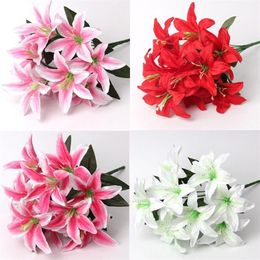 40cm rainbow rayon large bouquet of lilies bouquet artificial jewelry flowers DIY wedding flower bride hand flower decoration1172x