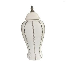 Storage Bottles Ceramic Decorative Ginger Jar With Lid 18x35cm Oriental Style