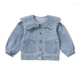 Jackets Spring Autumn Kids Denim For Girls Baby Korea Coats Fashion Child Outwear Jeans Jackets2 4 6 7 Year 2023 Jean