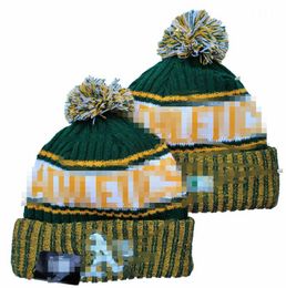 Athletics Beanies Oakland Beanie Cap Wool Warm Sport Knit Hat Baseball North American Team Striped Sideline USA College Cuffed Pom Hats Men Women