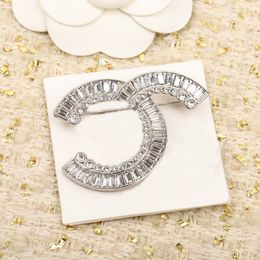 Luxury quality charm brooch with diamond and words deisign have box stamp Simple style in silver plated PS7812A