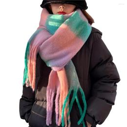 Scarves Wide Sweet Colour Matching Winter Shawl Washable Lady Scarf Contrast For Outdoor