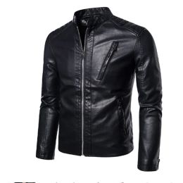 Männer 2023 Faux Lederjacke Motorrad Herbst Herren Jacken Weiß Jaqueta De Couro Masculina Outwear Männlich PU Leder Mäntel 5XL