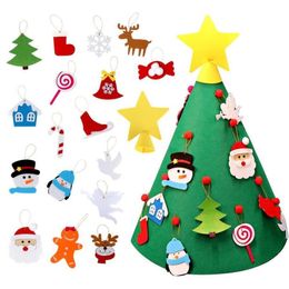 DIY Toddler Felt Christmas Tree with Hanging Ornaments Children Xmas New Year Gifts Merry Christmas Party Decoration 2020 selli307W