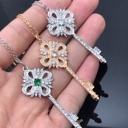 Fashion Luxury Necklaces Designer Jewellery personality Key snowflake diamond Pendant Gold Silver Chain stainless steel For Women Valentine Day party gifts