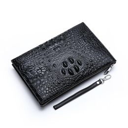 Wallets Crocodile Men Clutch Bag Leather Long Purse Zipper Alligator Business Wallet Black Brown Male Casual Handy Bags