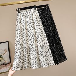 Skirts Summer Women's Floral Print Long Leather Japanese Style High Elastic Waist Loose A-line Skiing Women's Leisure Elegant Skiing 230412