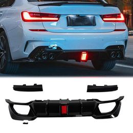 Car Rear Bumpers Lip Spoiler for BMW 3 Series G20 G28 Back Trunk Diffuser With Light 2020-2022