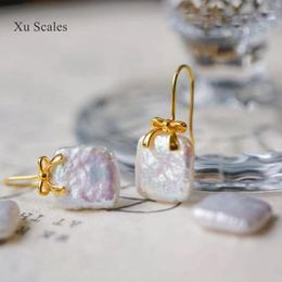 Dangle Earrings Colorful Square Baroque Butterfly S925 Sterling Silver Natural Fresh Water Rare Irregular Pearl Ear Hook Exquisite Gift