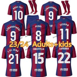 23/24 Camisetas De Soccer Jerseys LEWANDOWSKI PEDRI GAVI 2023 2024 FC ANSU FATI FERRAN RAPHINHA DEST Football Shirt Men Barca _Jersey _Jersey