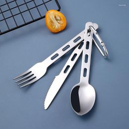 Dinnerware Sets Outdoor Portable Cutlery Hollowed Out Camping Knife Fork Spoon Stainless Steel