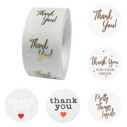 500Pcs roll Clear Gold Foil Thank You Labels Stickers For Wedding Pretty Gift Card Small Business Envelope Sealing Label Sticker W345j