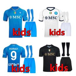 kids football kits 2023 maglia napoli soccer jersey 23 24 maglie calcio ZIELINSKI ANGUISSA OLIVERA KVARATSKHELIA maglietta napoliS Soccer jerseys kit