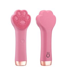 Face Massager Electric Silicone Cleansing Brush Cat Paw Vibration Massager Blackhead Makeup Remover Pore Clean Face Wash Skin Care Tool 230411