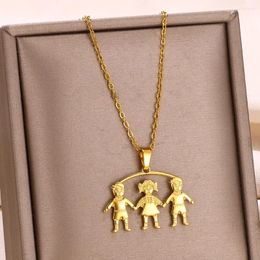 Pendant Necklaces Stainless Steel Charm Necklace For Women Accesorios Para Mujer Classic Gold Colour Boy Girl Jewellery Gift Friends