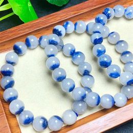 Strand Natural Dumortierite Bracelet Crystal Round Beads Blue Bracelets For Women Men Rutilated Quartz 1PCS