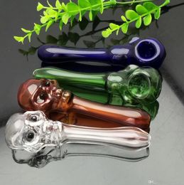 Smoking Pipe Mini Hookah glass bongs Colorful Metal Shape Colored skull bone glass straight pipe