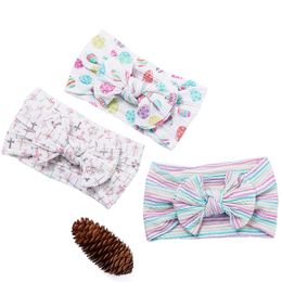 Floral Print Baby Nylon Headbands Cable Knit Knot Bow Headwraps Kids Girls Hair Accessories