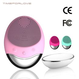 Face Massager Electric Face Cleaner Sonic Silicone Cleansing Brush Electric Ultrasonic Vibrating Face Massager Mini Pore Deep Cleaning 230411