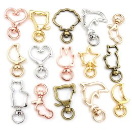 Key Rings 10pcs Cat Heart Snap Hook Trigger Clips Buckles For Keychain Lobster Clasp Hooks for Key Ring Clasp Jewellery Supplies AA230411