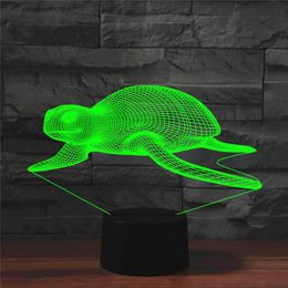 Lamps Shades 3d Illusion Led Night Light for Baby Room Sea Turtle Gifts Toys Child Nightlight 7 Colours Bedside Bedroom Decoration 230411