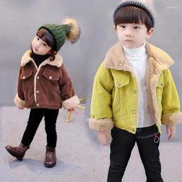 Down Coat Little Boys Girls Plus Velvet Thickened Corduroy Cotton-padded Coats Children Autumn Winter Kids Toddler Baby Outerwear Clothes