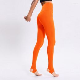 Yoga Outfits COLORVALUE Orange Stirrup Pants Full Length White Sport Leggings Stretch High Waisted Exercise Dance Trousers Sports Wear