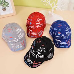 Ball Caps Children Graffiti Baseball Cap New Spring Summer Solid Sunhat Boys Girls Cotton Snapbk Caps Cute Kids Hip Hop Fishing Hat P230412