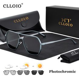 Sunglasses CLLOIO Fashion Aluminium Pochromic Sunglasses Men Women Polarised Sun Glasses Chameleon Antiglare Driving de sol 230411