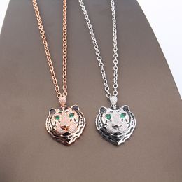 lunga collana con ciondolo in argento dorato per donna uomo set tigre Lusso delicato designer alla moda Festa Natale Coppia di sposi Perline Catena Accessori per gioielli Regali