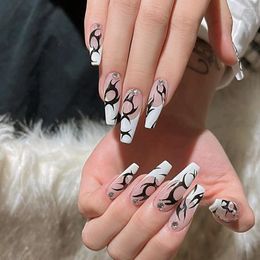 False Nails 24Pcs/Box Press On Wearable Ballerina Coffin Nail Tips Detachable Full Cover Fake With Glue DIY Manicure Tool