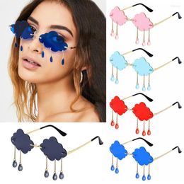 Sunglasses Clouds Tassel Rimless Steampunk Disco Glasses Funny Cloud Shaped Fashion Vintage Shades