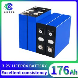 3.2V Lifepo4 Battery 176Ah 4PCS Large Capacity Rechargeable Longevity Batteries Set Power Supply for Solar System RV Boat Yacht